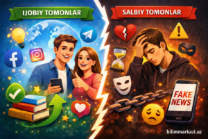 Ijtimoiy tarmoqlarning ijobiy va salbiy tomonlari (To'liq tahlil)